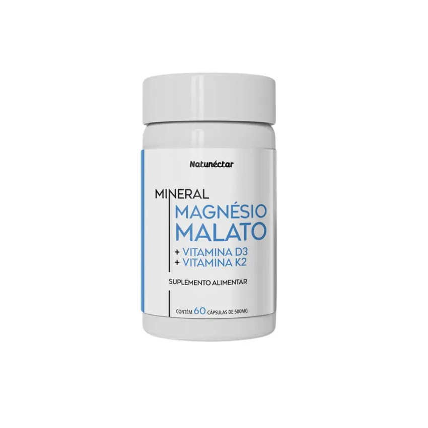 MAGNESIO MALATO +D3 +K2 COM 60 CAPSULAS NATUNECTAR
