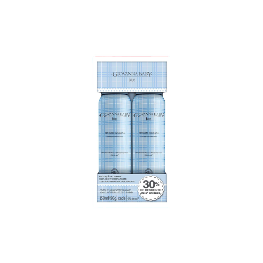 DESODORANTE AEROSOL GIOVANNA BABY BLUE COM 2 UNIDADES 150ML
