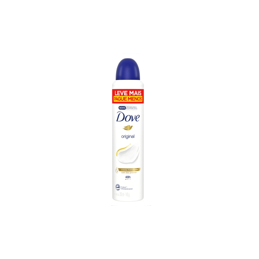 DESODORANTE AEROSOL DOVE ORIGINAL LEVE MAIS E PG MENOS 250ML