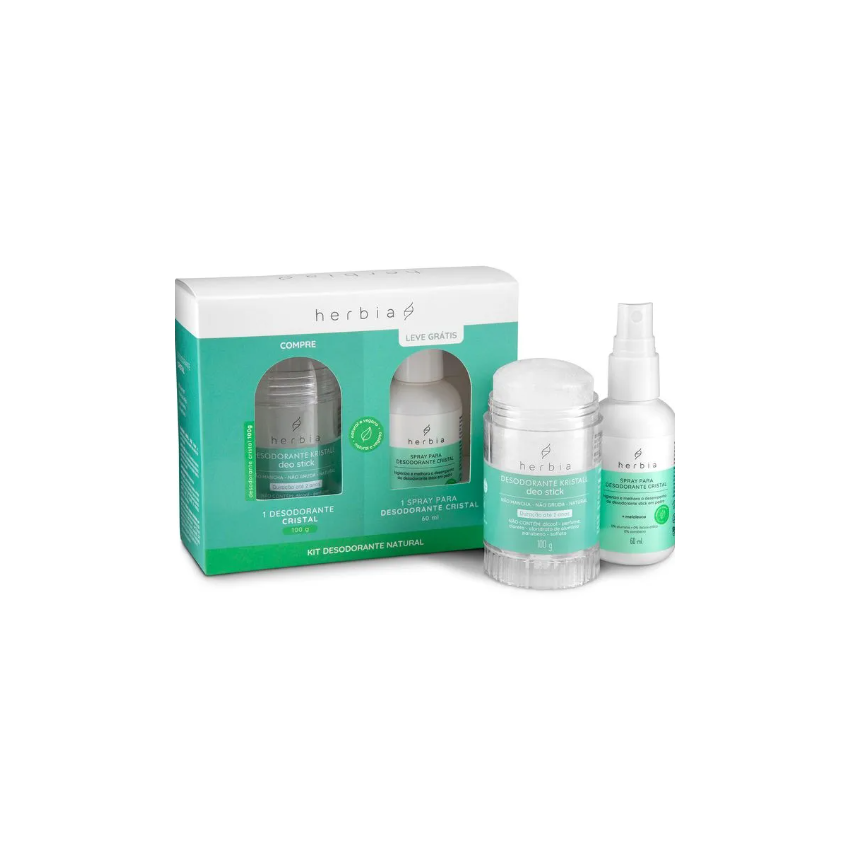 KIT SPRAY DESODORANTE CRISTAL COM 100 GRAMAS