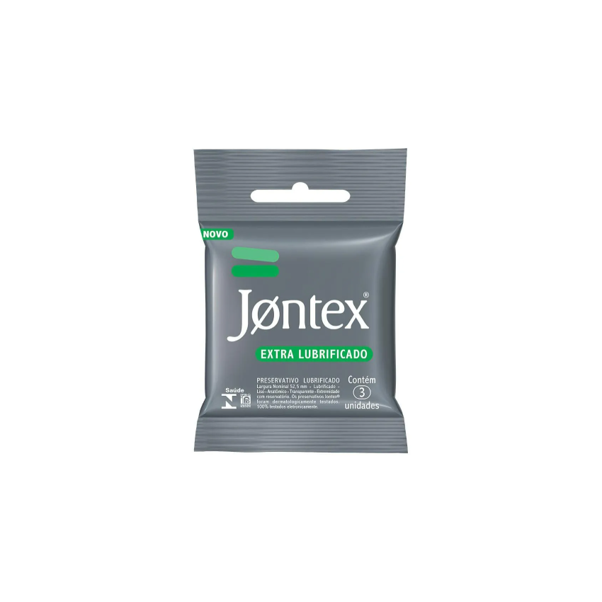 PRESERVATIVO JONTEX EXTRA LUBRIFICADO COM 3 UNIDADES