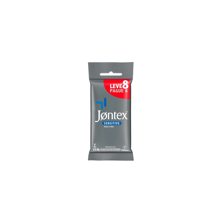 PRESERVATIVO JONTEX SENSITIVE LEVE 8 PAGUE 6 UNIDADES