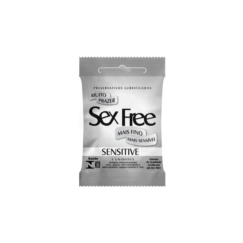 PRESERVATIVO SEX FREE SENSITIVE EXTRA FINO COM 3 UNIDADES