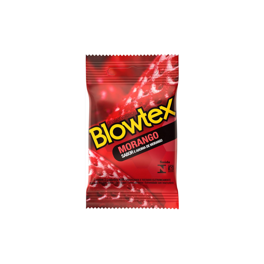 PRESERVATIVO BLOWTEX MORANGO COM 3 UNIDADES