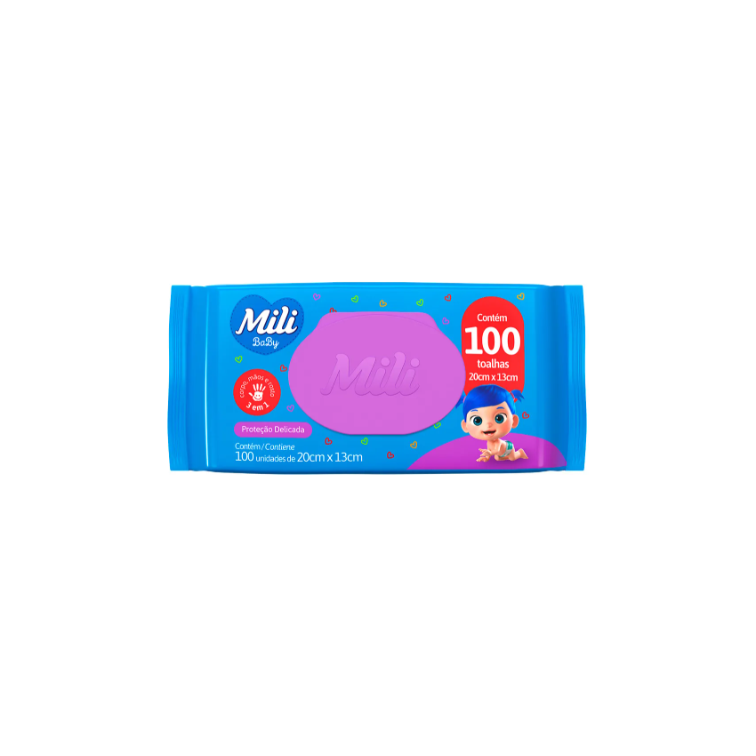 TOALHAS UMEDECIDAS MILI BABY COM 100 UNIDADES