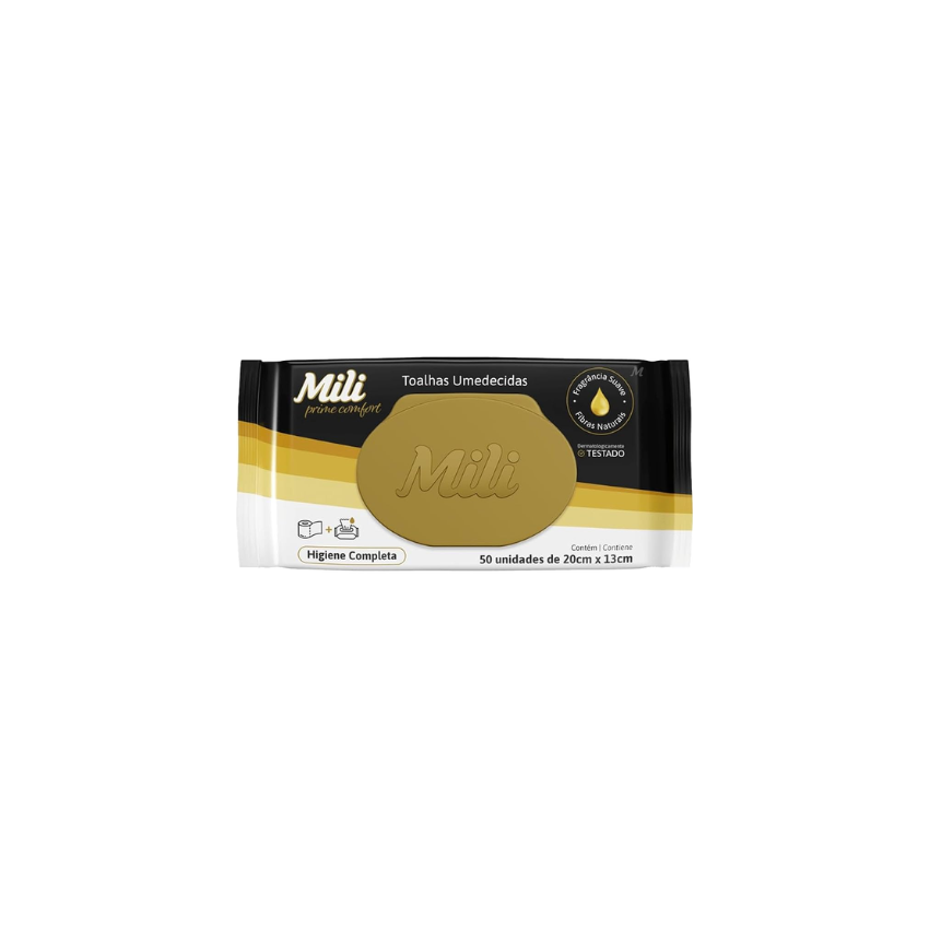 TOALHAS UMEDECIDAS MILI PRIME COMFORT COM 50 UNIDADES