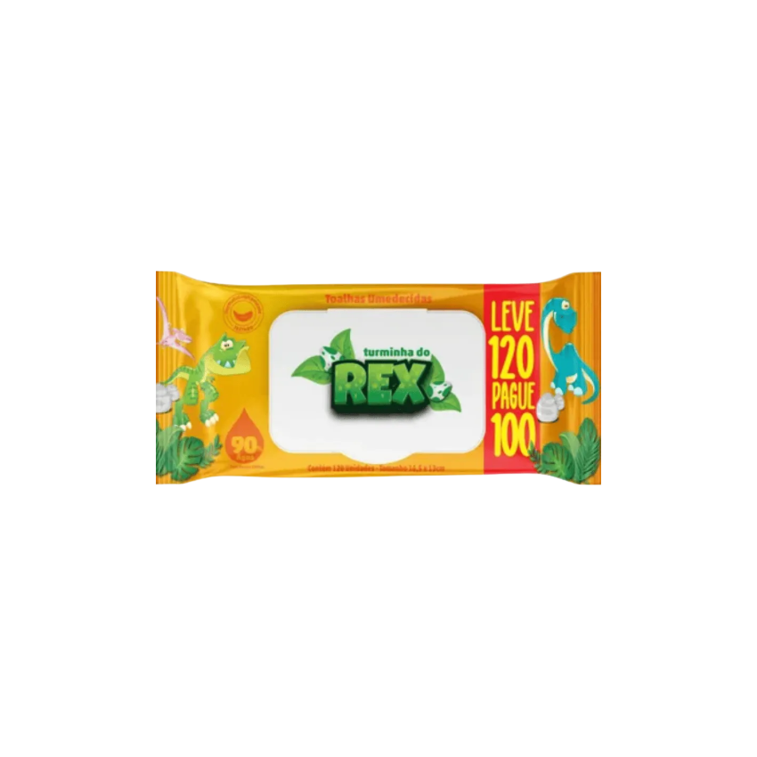 TOALHAS UMEDECIDAS TURMINHA REX COM 120 UNIDADES
