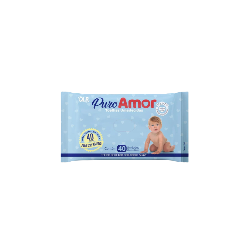 TOALHAS UMEDECIDAS PURO AMOR COM 40 UNIDADES