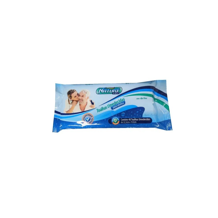 TOALHAS UMEDECIDAS PARA ADULTO NATURE PLUS COM 40 FOLHAS