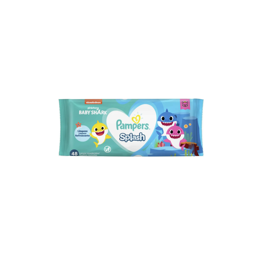 LENÇOS UMEDECIDOS PAMPERS SPLASH COM 48 UNIDADES