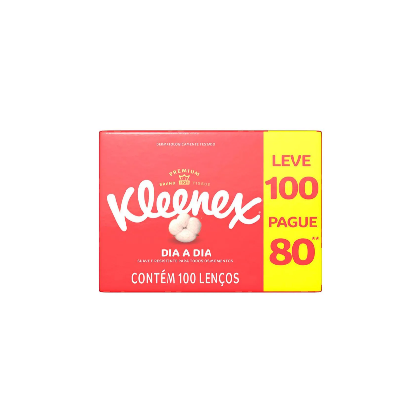 LENÇOS KLEENEX BOX MISTO LEVE 100 E PAGUE 80 UNIDADES 