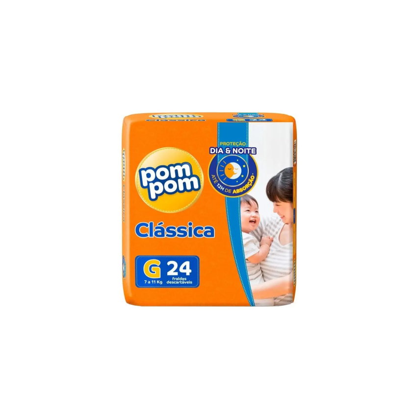 FRALDA POM POM CLASSICA COM 24 UNIDADES