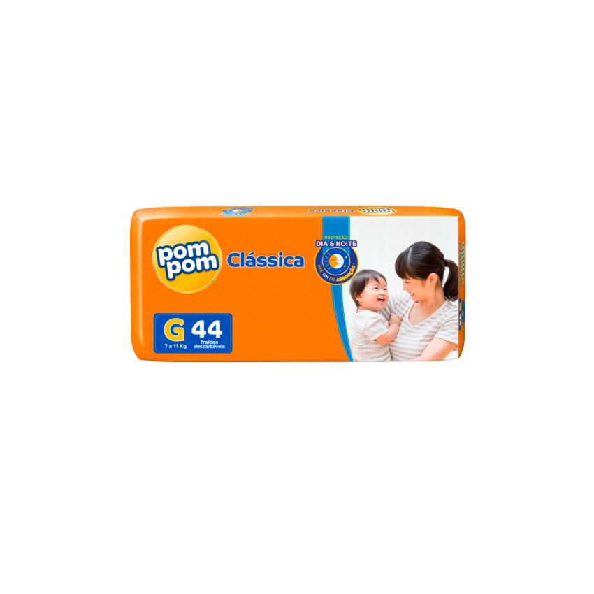 FRALDA POM POM CLASSICA MEGA G COM 44 UNIDADES