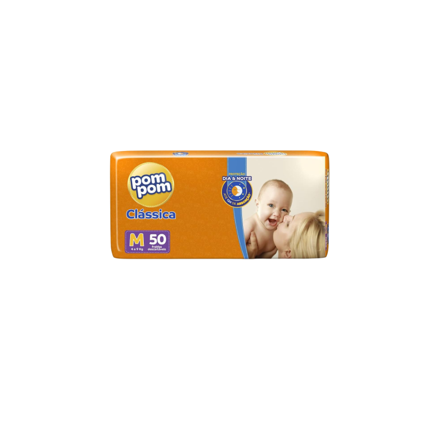 FRALDA POM POM CLASSICA MEGA M COM 50 UNIDADES