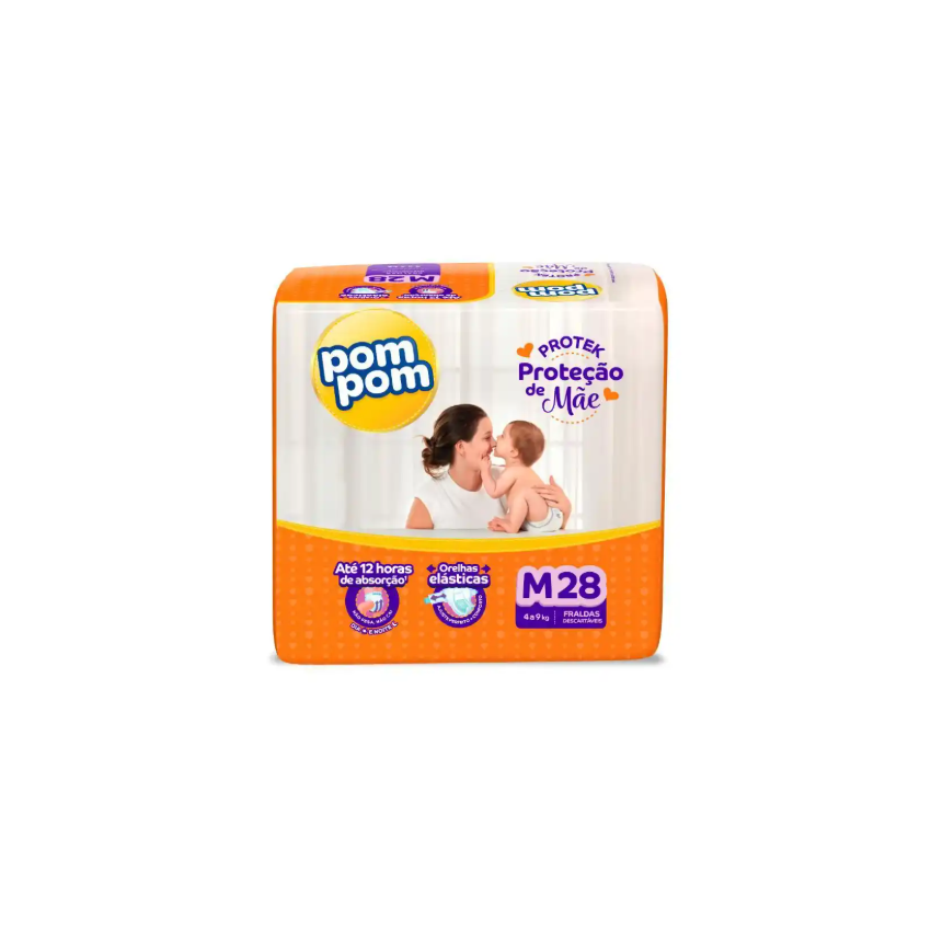 FRALDA POM POM DERMA JUMBO M COM 28 UNIDADES
