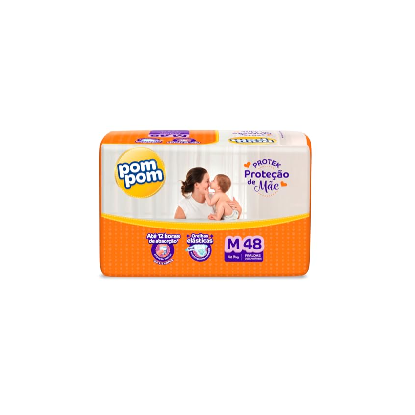 FRALDA POM POM DERMA MEG M COM 48 UNIDADES