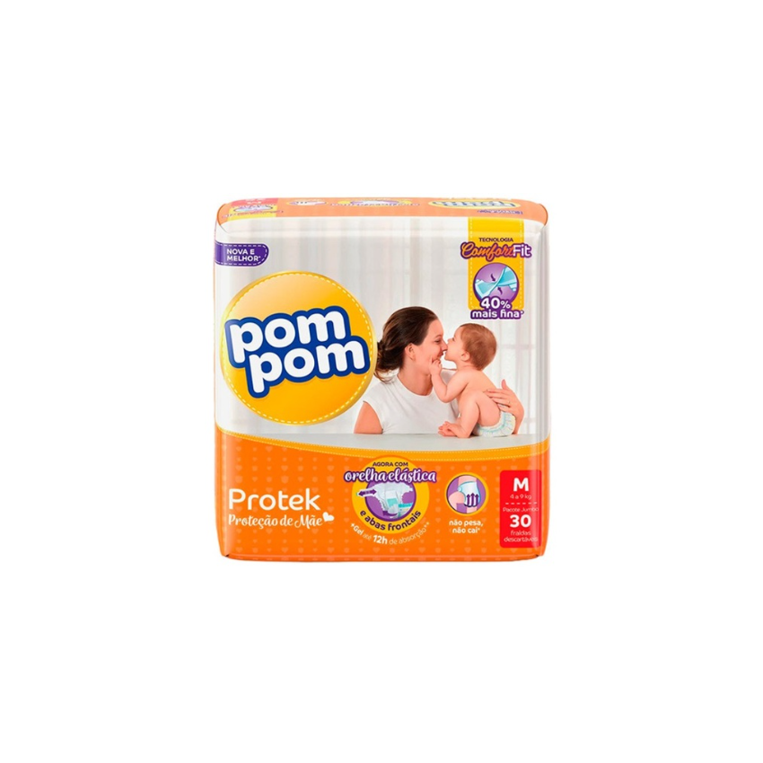 FRALDA POM POM ECONOMICA M COM 30 UNIDADES