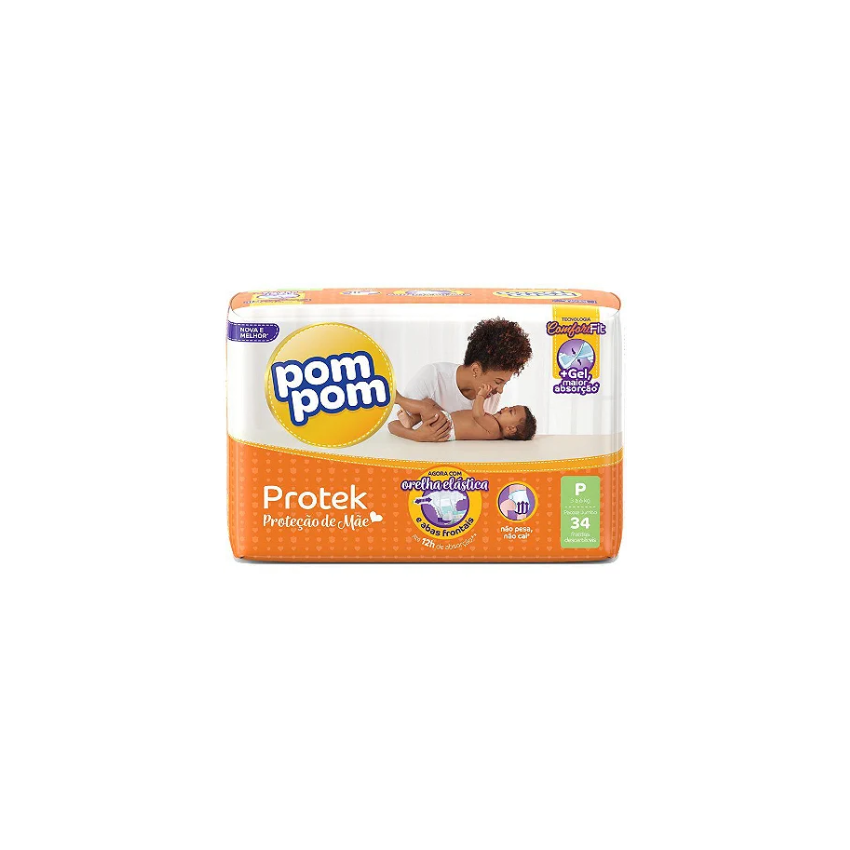 FRALDA POM POM ECONOMICA P 34 UNIDADES