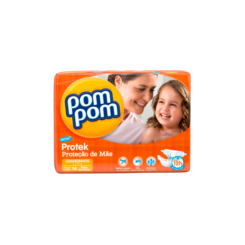 FRALDA POM POM GRANDINHOS COM 14 UNIDADES