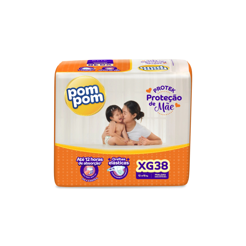 FRALDA POM POM PROTEK 12H DERMA MEGA XG COM 38UN