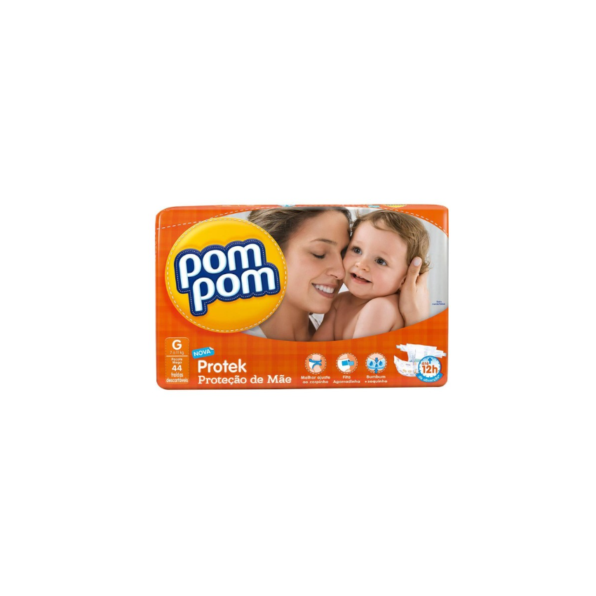 FRALDA POM POM PROTEK BABY MEGA G COM 44 UNIDADES