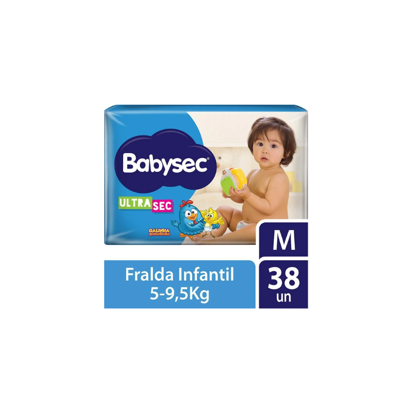 FRALDA BABYSEC ULTRA MEGA TAM M COM 38 GALINHA PINTADINHA