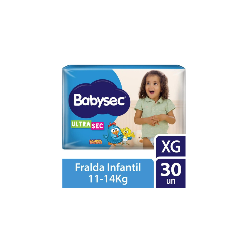 FRALDA BABYSEC ULTRA MEGA XG COM 30 UN GALINHA PINTADINHA