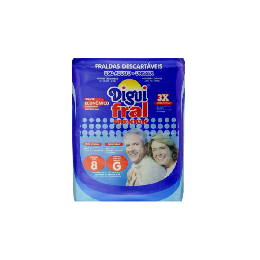 FRALDA DIGUIFRAL PREMIUM G COM 8 UNIDADES