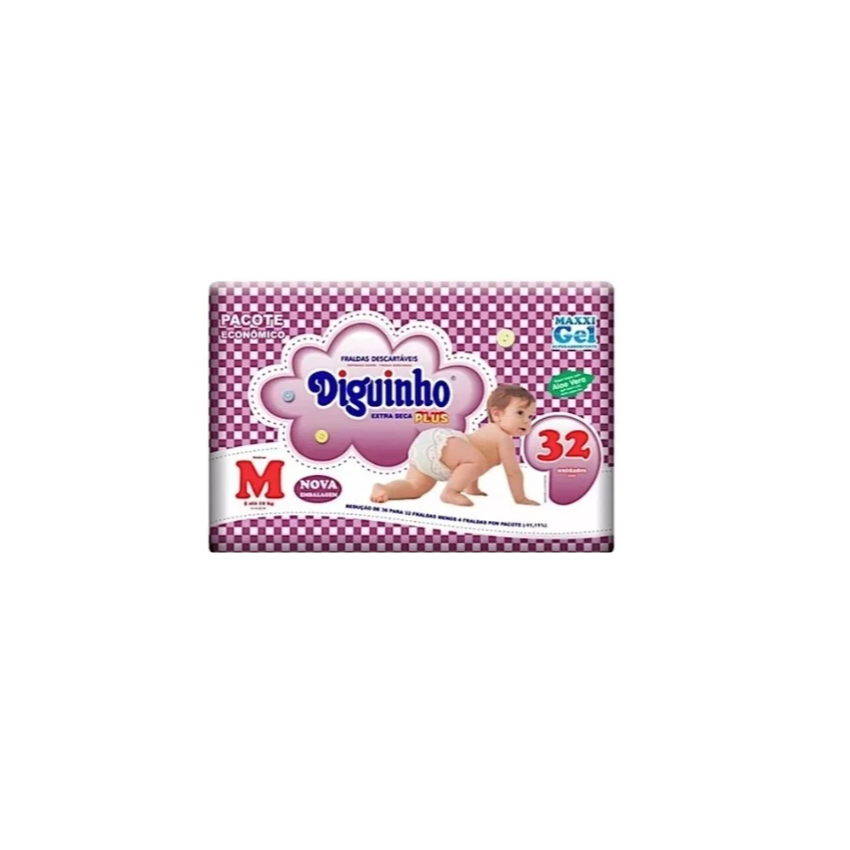 FRALDA DIGUINHO PLUS ECON M COM 32 UNIDADES