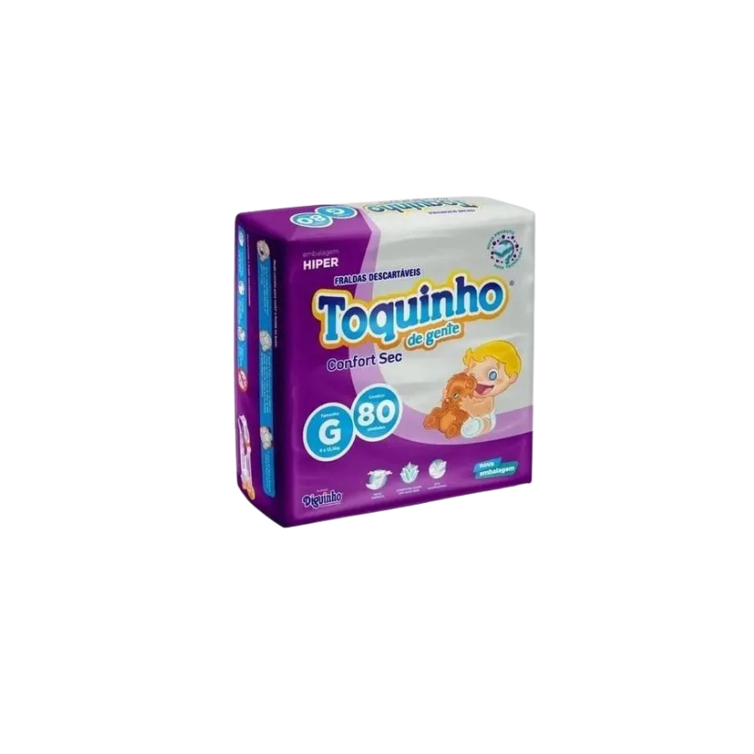 FRALDA TOQUINHO CONFORT SEC G COM 80 UNIDADES 