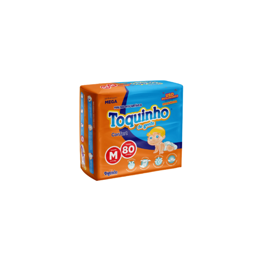 FRALDA TOQUINHO CONFORT SEC M COM 80 UNIDADES 