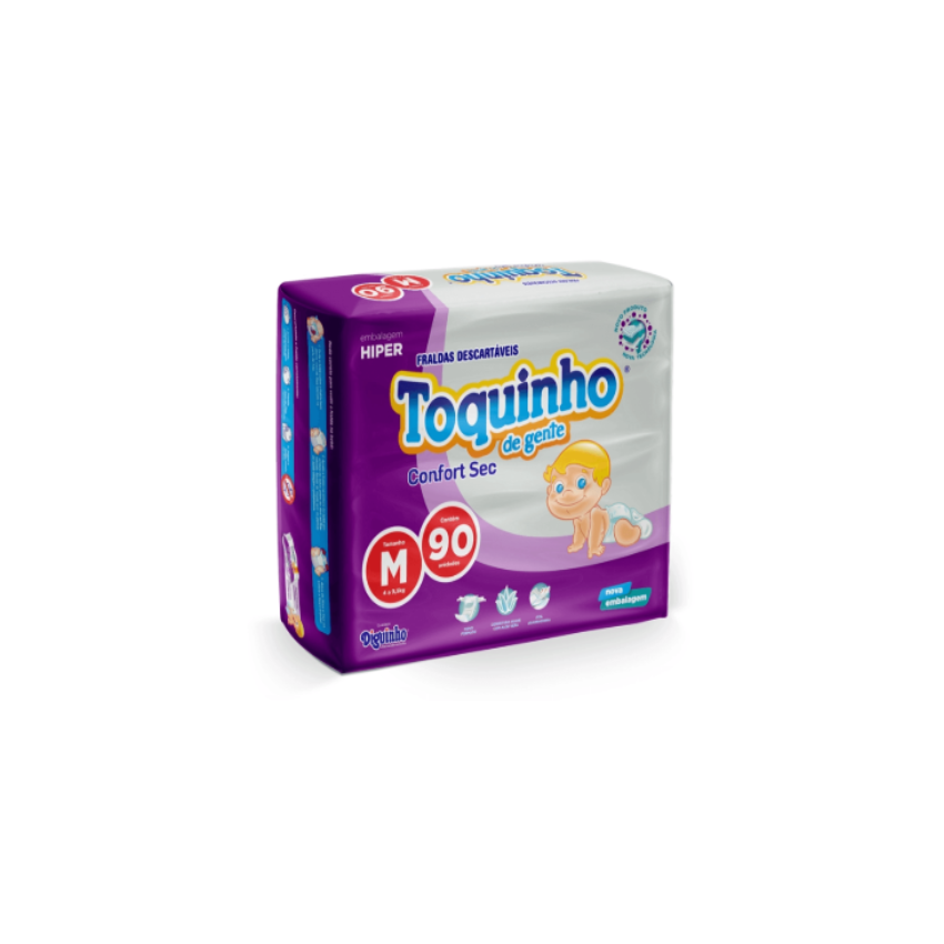 FRALDA TOQUINHO CONFORT SEC M COM 90 UNIDADES