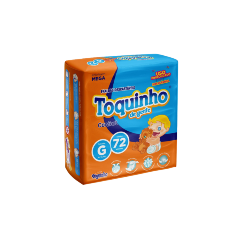 FRALDA TOQUINHO CONFORT SEC MEGA G COM 72 UNIDADES