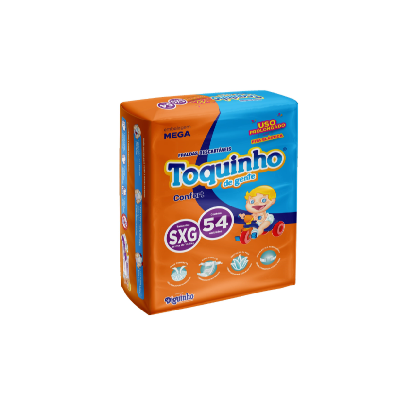 FRALDA TOQUINHO CONFORT SEC MEGA SXG COM 54 UNIDADES