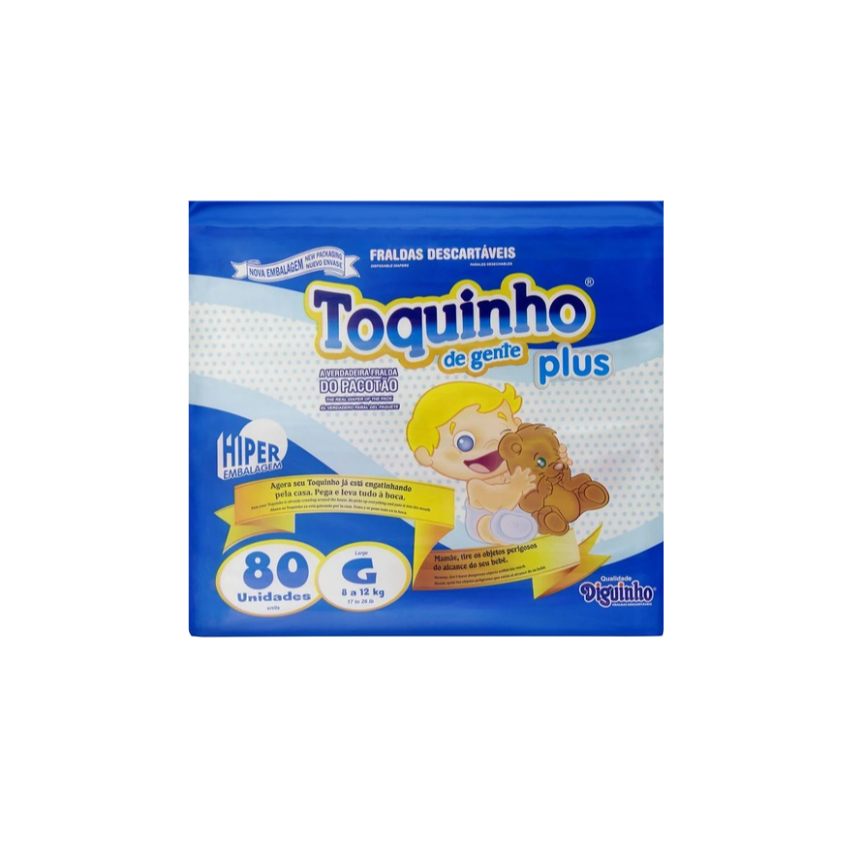 FRALDA TOQUINHO HIPER G COM 80 UNIDADES
