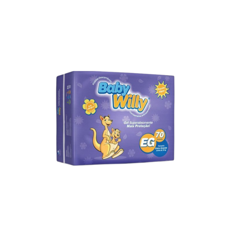 FRALDA BABY WILLY EG COM 70 UNIDADES