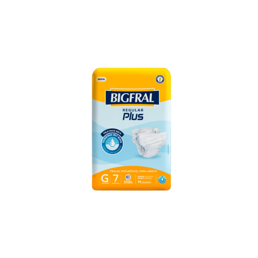 FRALDA BIGFRAL REGULAR PLUS G GERIATICA COM 7 UNIDADES