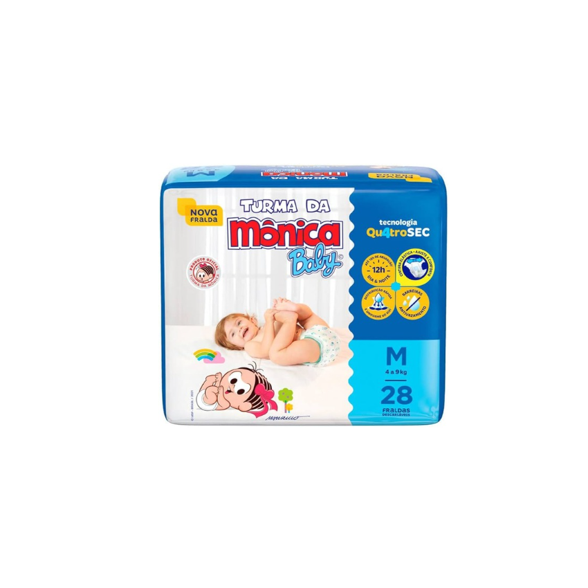 FRALDA TURMA DA MONICA JUMBO M COM 28 UNIDADES