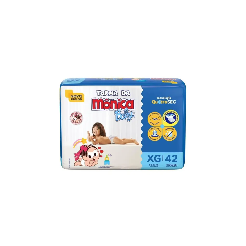 FRALDA TURMA MONICA MEGA XG COM 42 UNIDADES