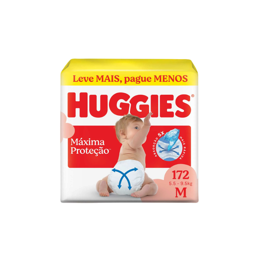 FRALDA HUGGIES SUPREME CARE GIGA M COM 172 UNIDADES