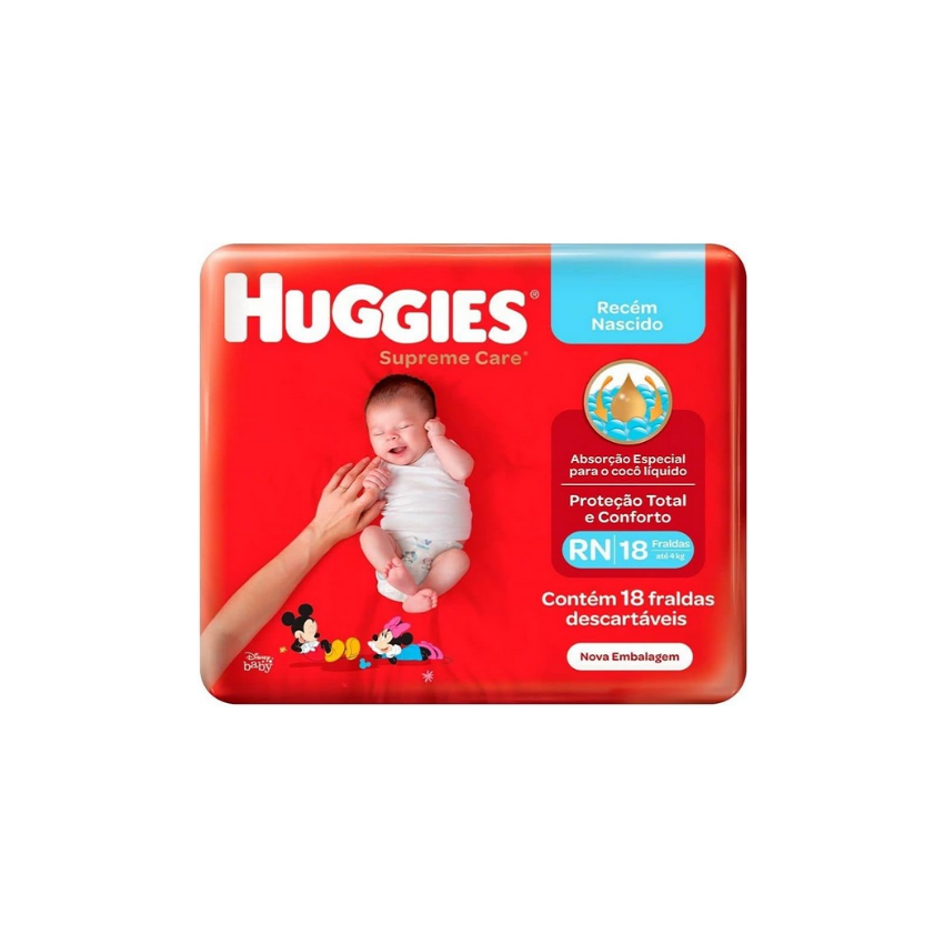 FRALDA HUGGIES SUPREME CARE JUMBO RN COM 18 UNIDADES