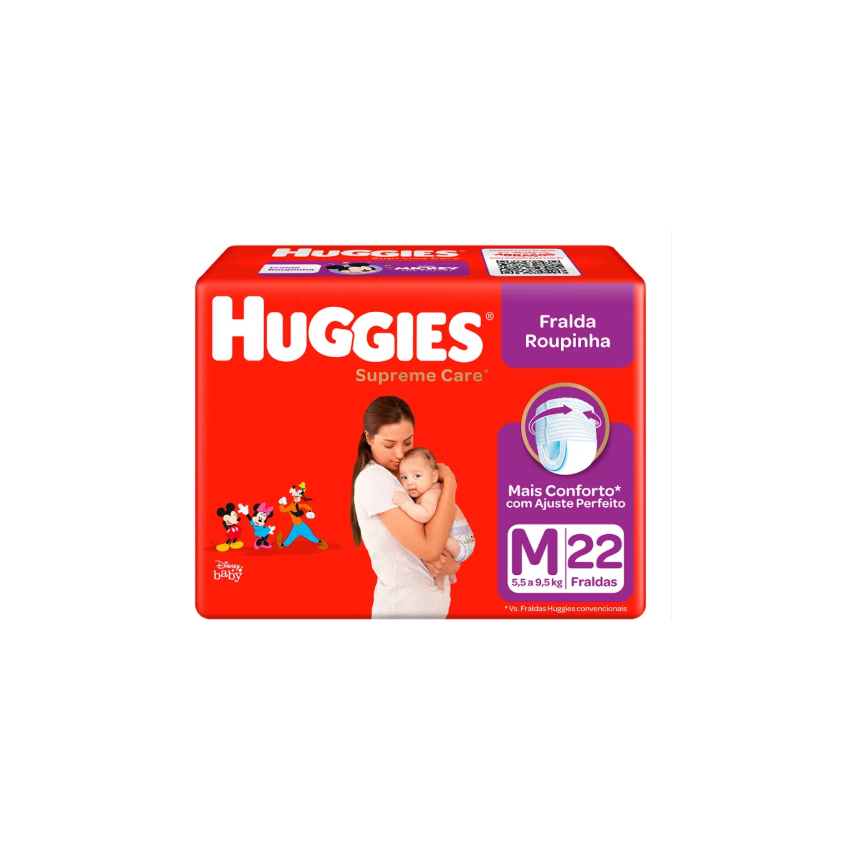 FRALDA HUGGIES SUPREME CARE ROUPINHA JUMBO M COM 22 UNIDADES