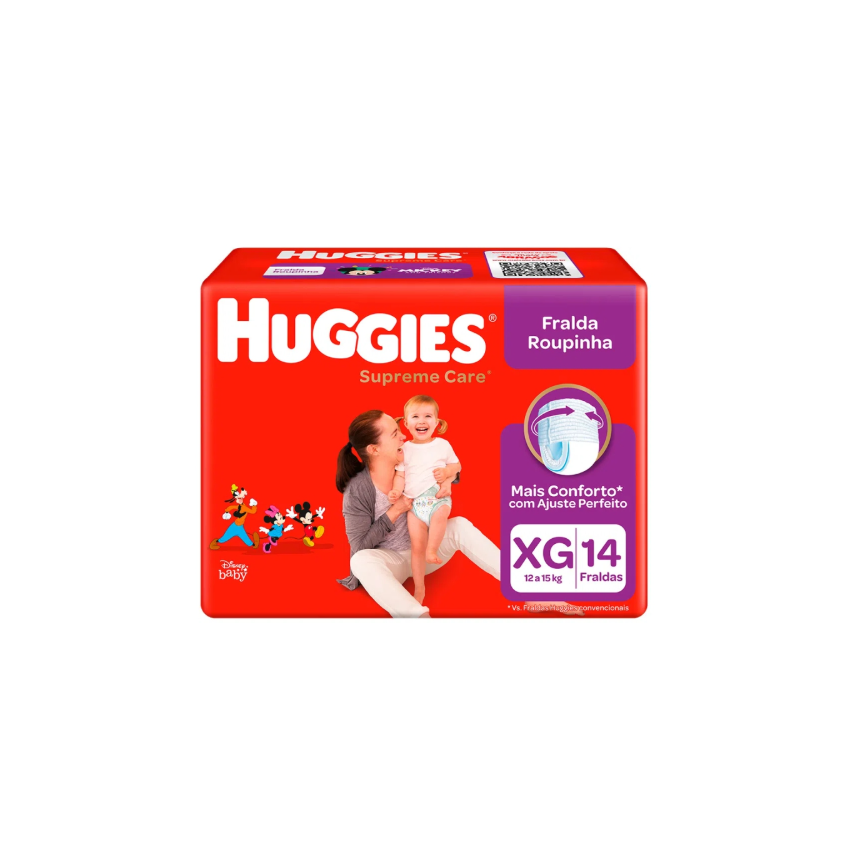 FRALDA HUGGIES SUPREME CARE ROUPINHA JUMBO XG COM 14 UNIDADE