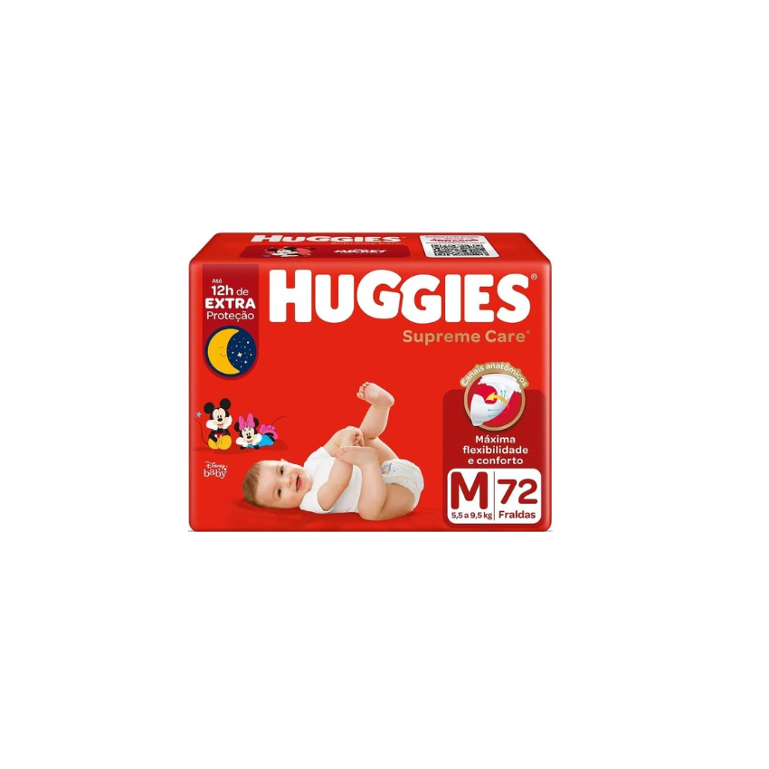 FRALDA HUGGIES SUPREME CARE UNISSEX M COM 72 UNIDADES 