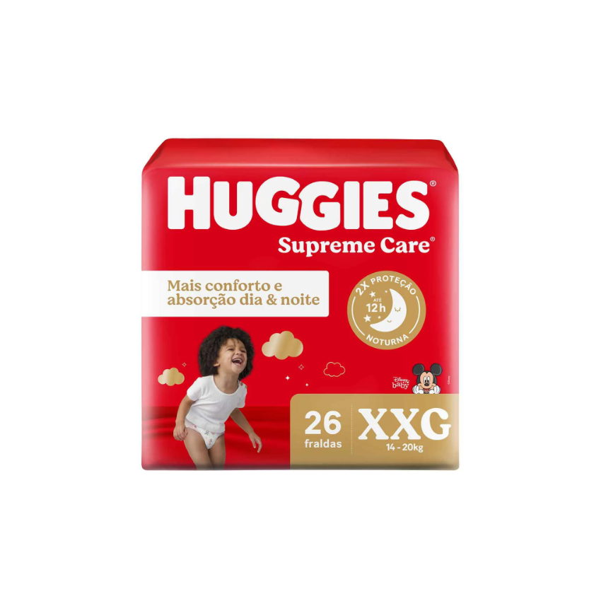 FRALDA HUGGIES SUPREME CARE XXG COM 26 UNIDADES
