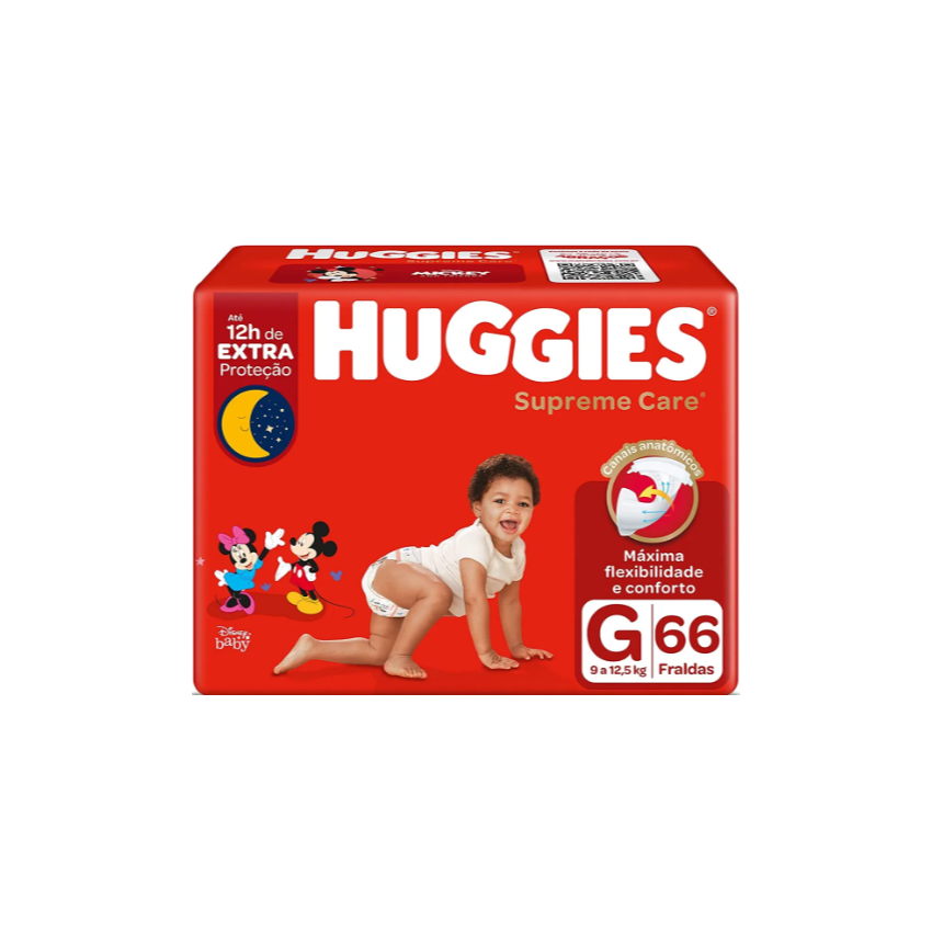 FRALDA HUGGIES SUPREME HIPER G COM 66 UNIDADES
