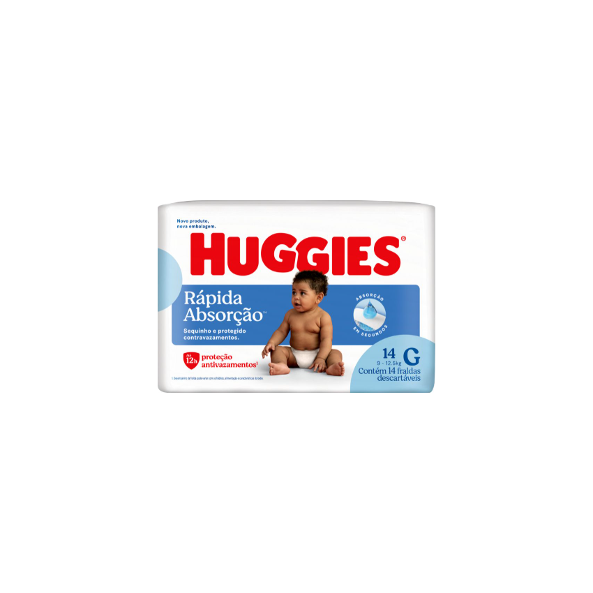 FRALDA HUGGIES TRIPLA PROTEÇÃO JUMBINHO G COM 14 UNIDADES