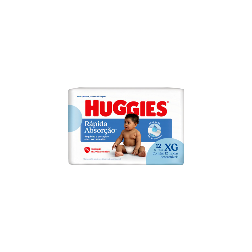 FRALDA HUGGIES TRIPLA PROTEÇÃO JUMBINHO XG COM 12 UNIDADES