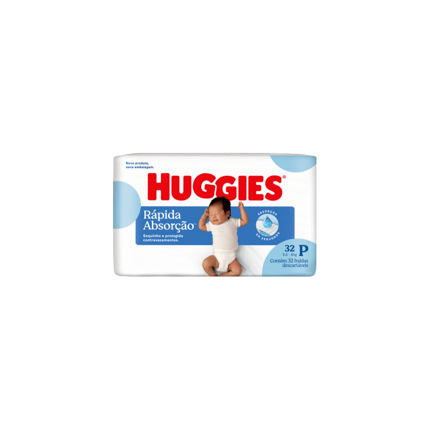 FRALDA HUGGIES TRIPLA PROTEÇÃO JUMBO P COM 32 UNIDADES