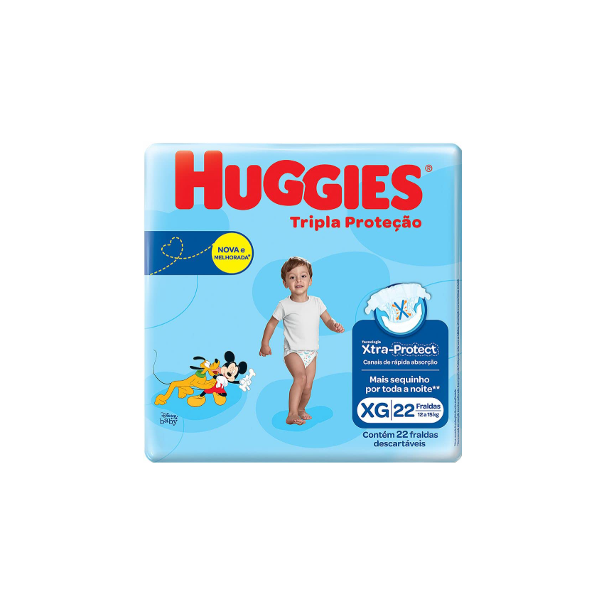 FRALDA HUGGIES TRIPLA PROTEÇÃO JUMBO XG COM 22 UNIDADES